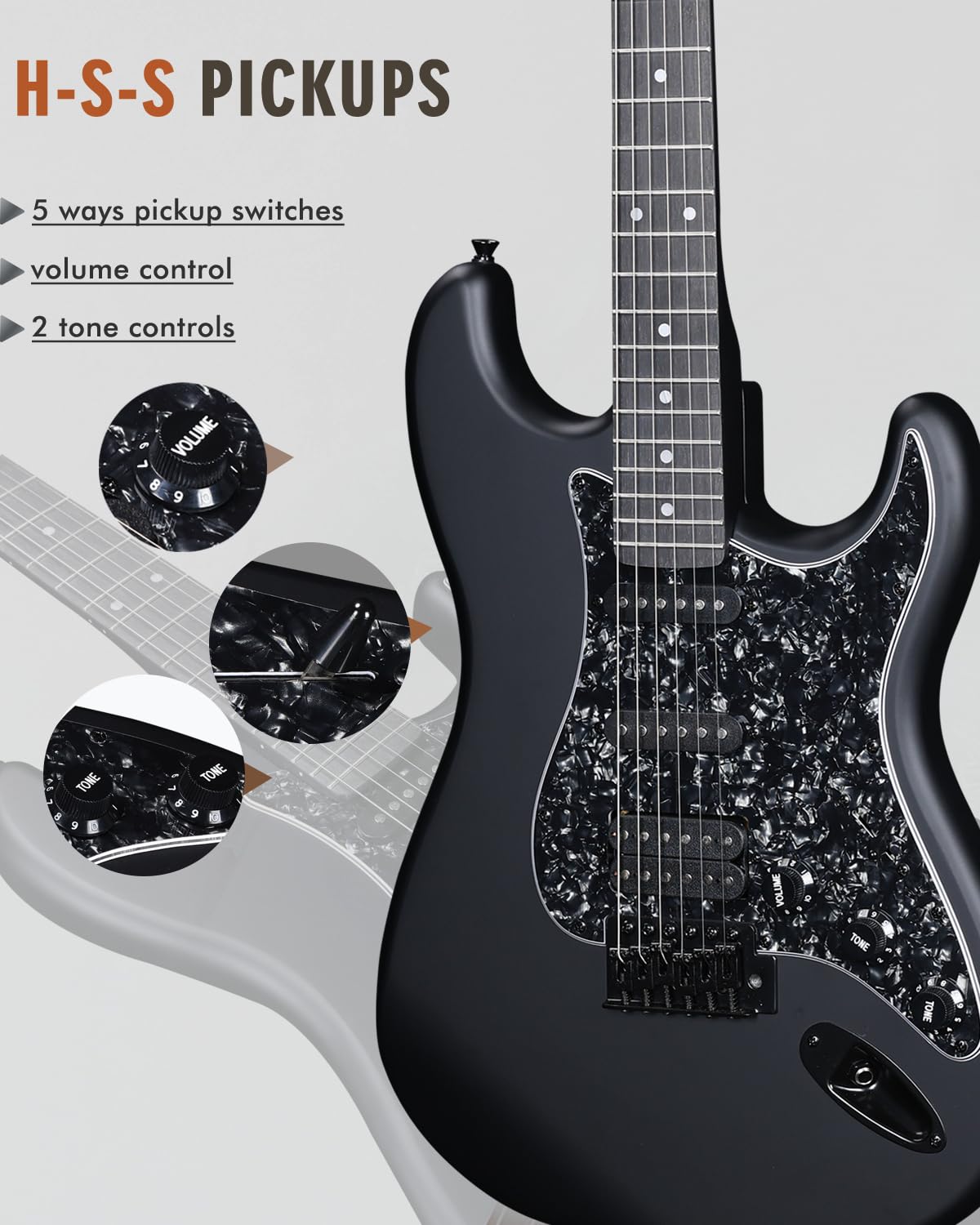 Full Size HSS Electric Guitar with 12 Accessories O628