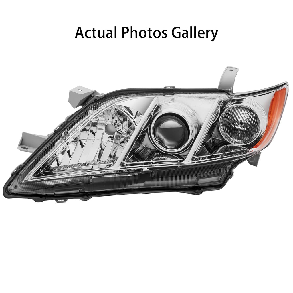 Headlights Assembly for 2007 2008 2009 Toyota Camry Chrome Housing Clear Lens Q148703