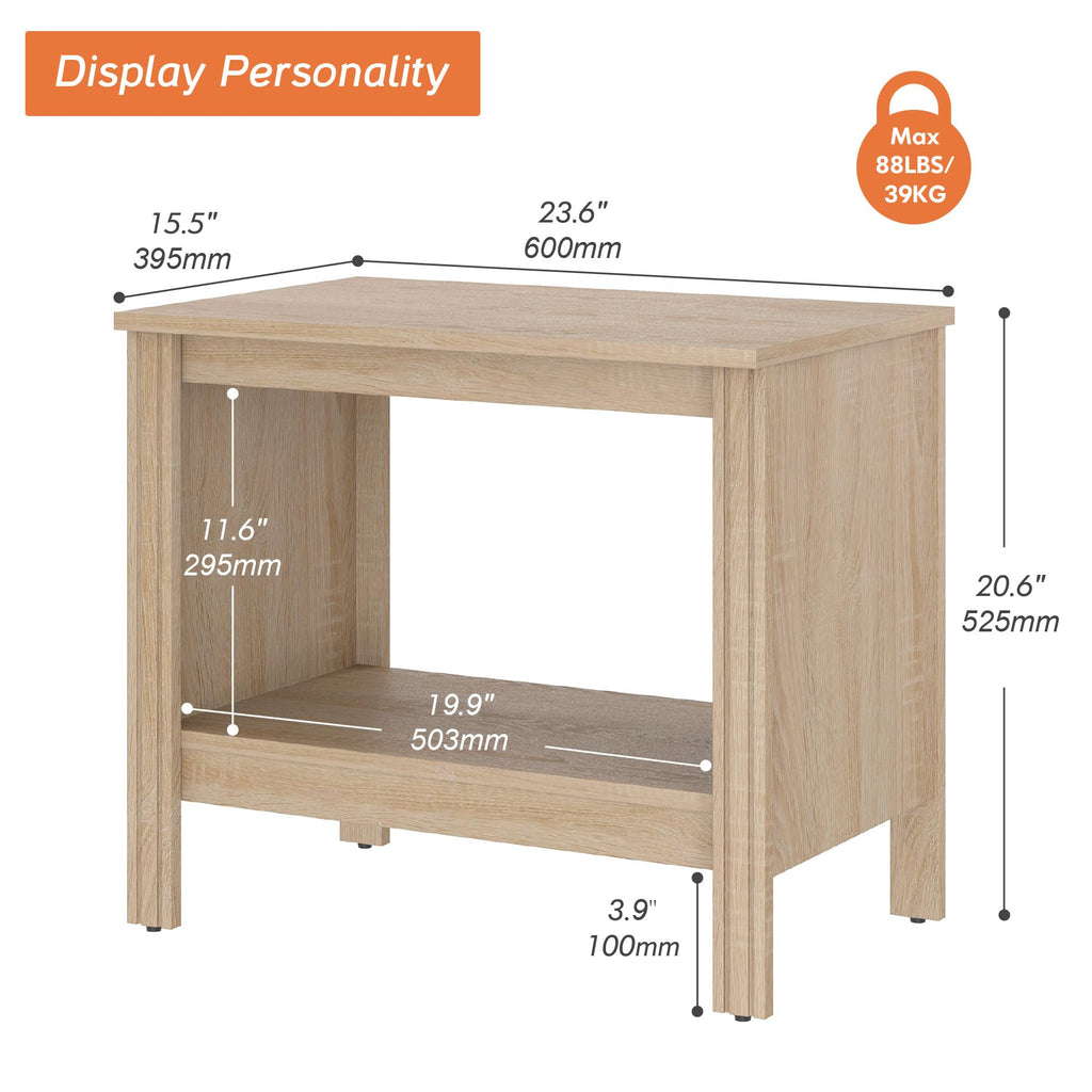 Set of 2 Square 2-Tier Nightstand with Storage H888900