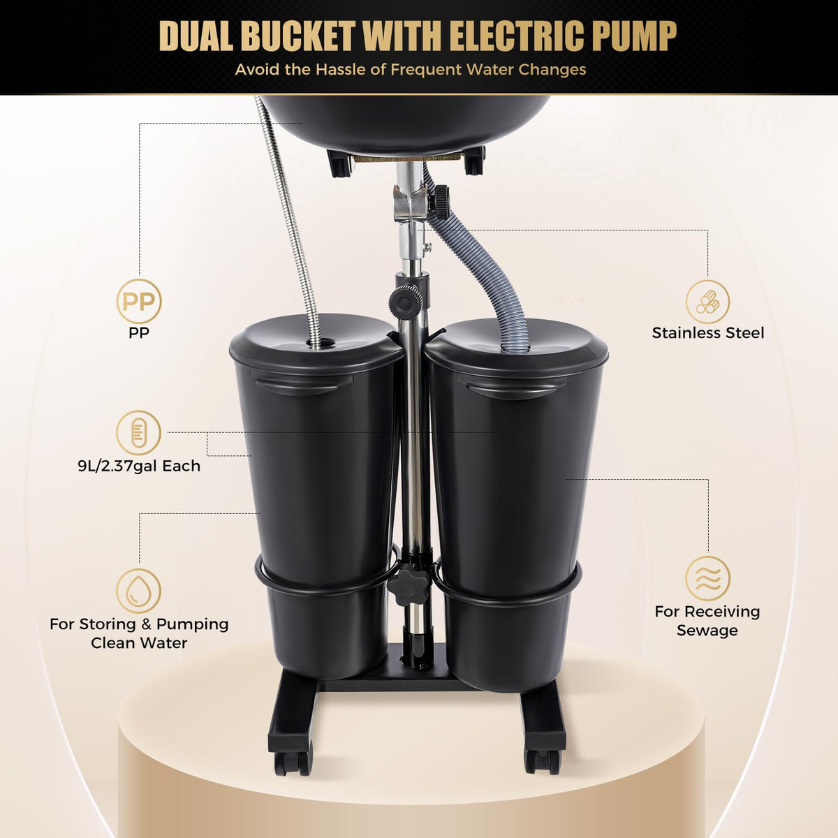 Portable Shampoo Bowl with Electric Pump R4241