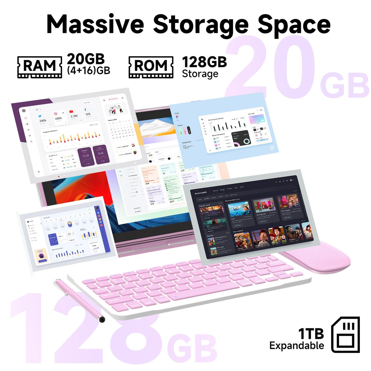 10 Inch Android Tablet with Case Pink A509