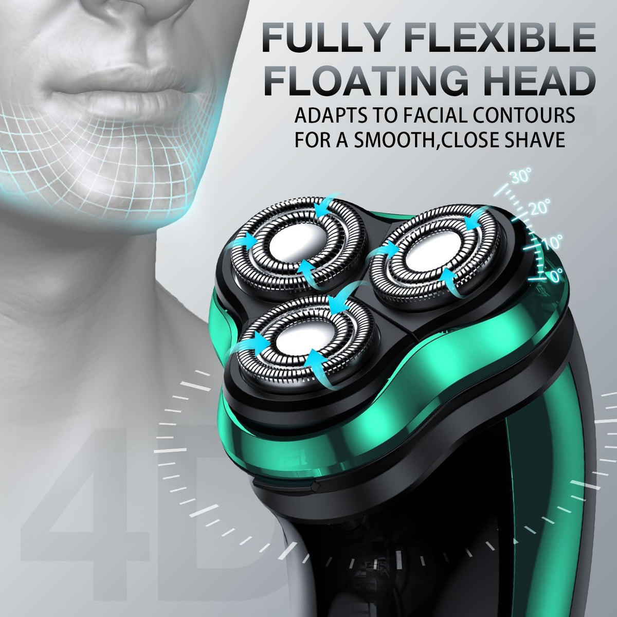 Cordless Rechargeable Rotary Electric Razor with Pop-Up Trimmer A308