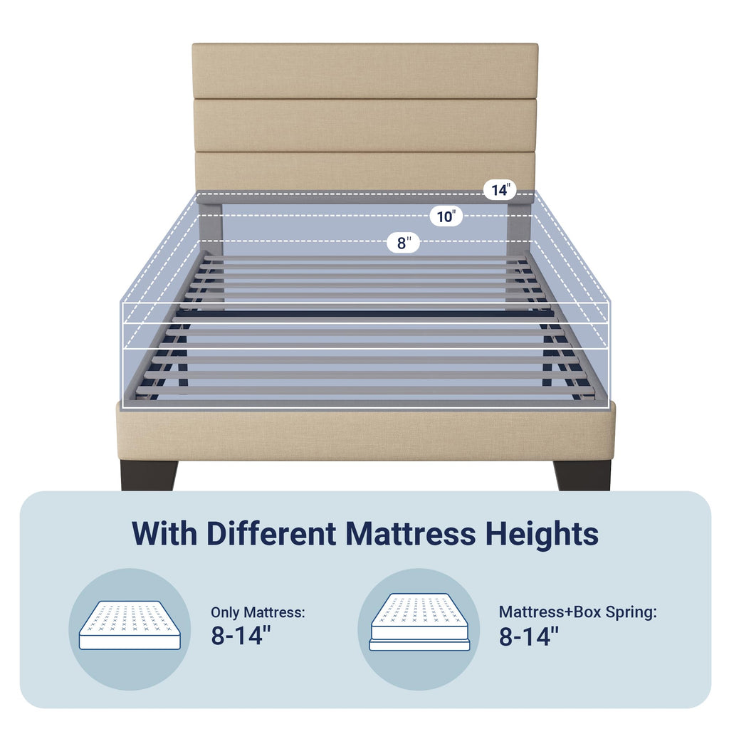 Twin Size Fabric Upholstered Platform Bed Frame P64639