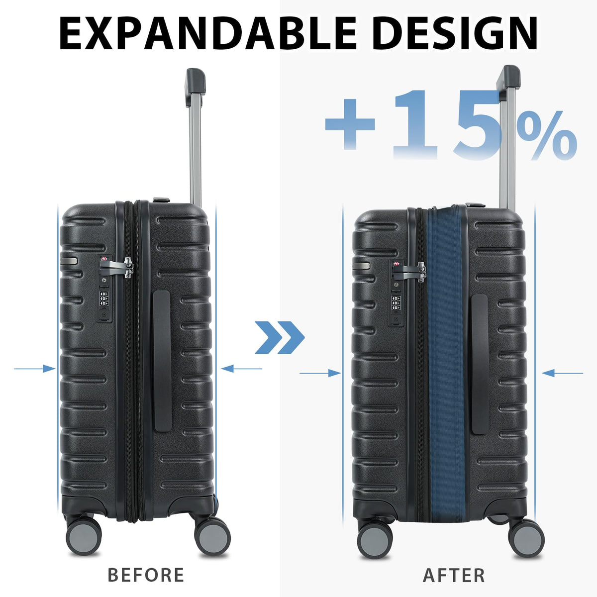 Black 20-Inch Carry On Luggage with Spinner Wheels X620