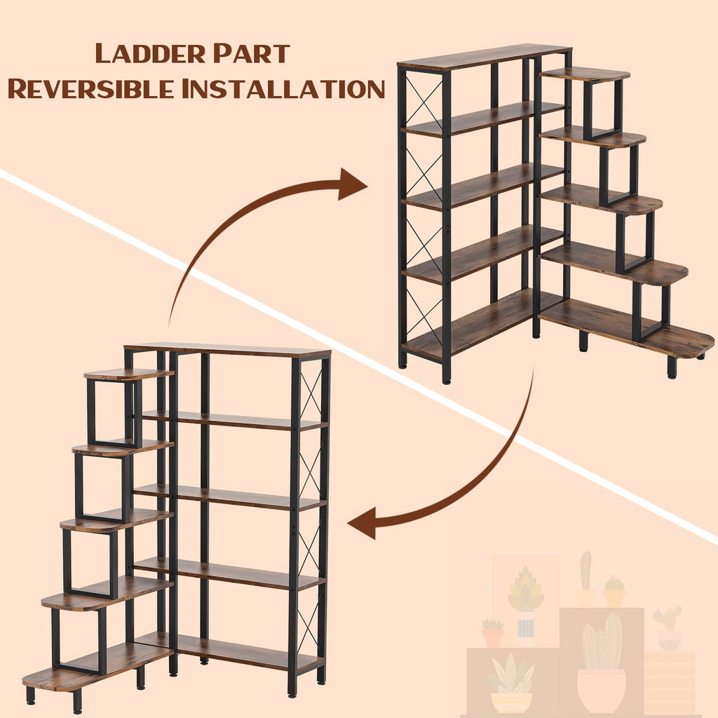 Large Reversible 5 Tier Corner Bookshelf Z1170