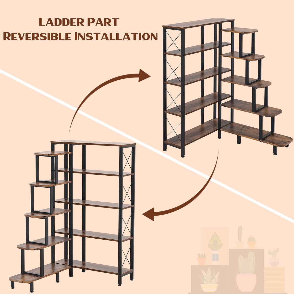 Large Reversible 5 Tier Corner Bookshelf Z1170