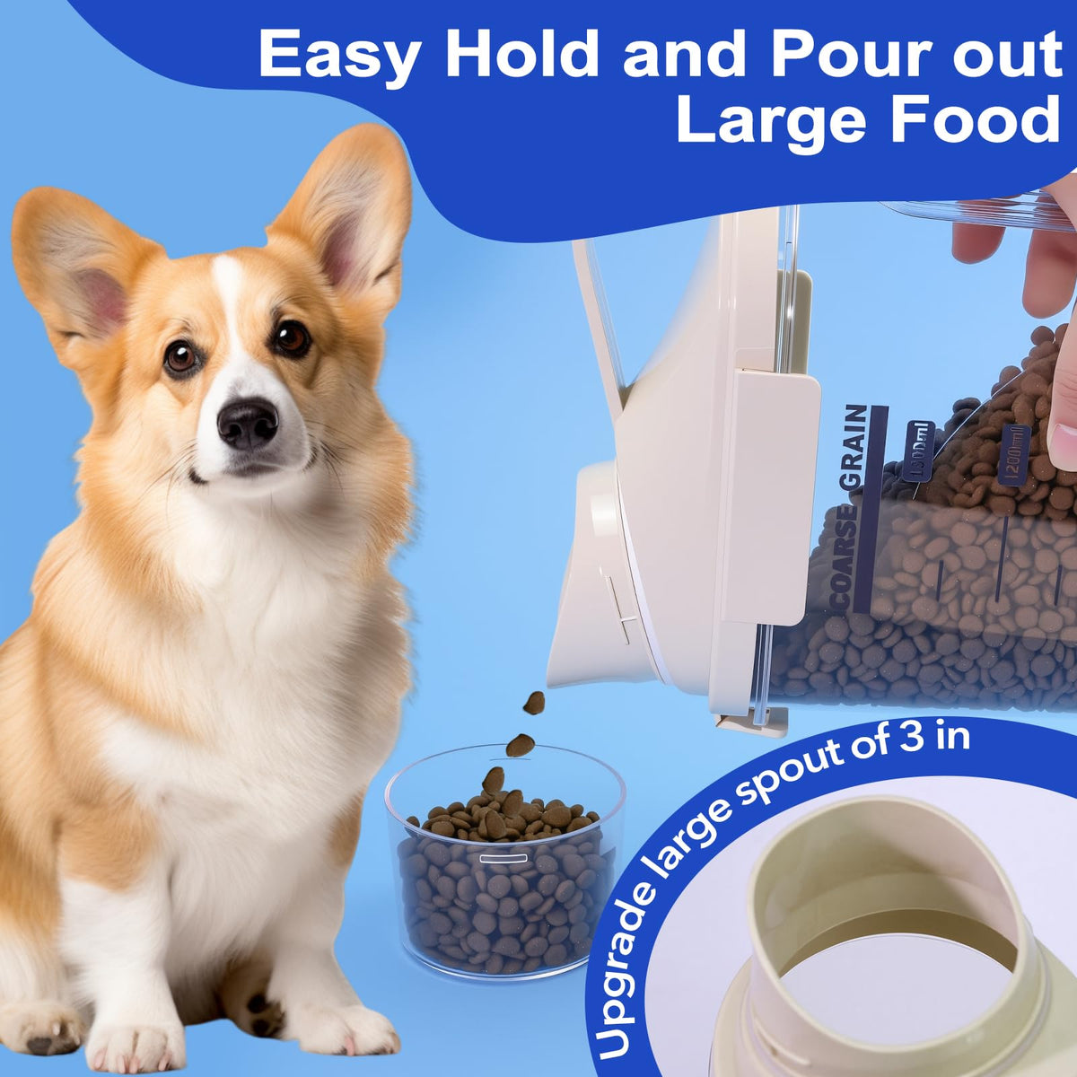 2-3 lb Airtight Dog Food Storage Container with Measuring Cup and Scoop P185