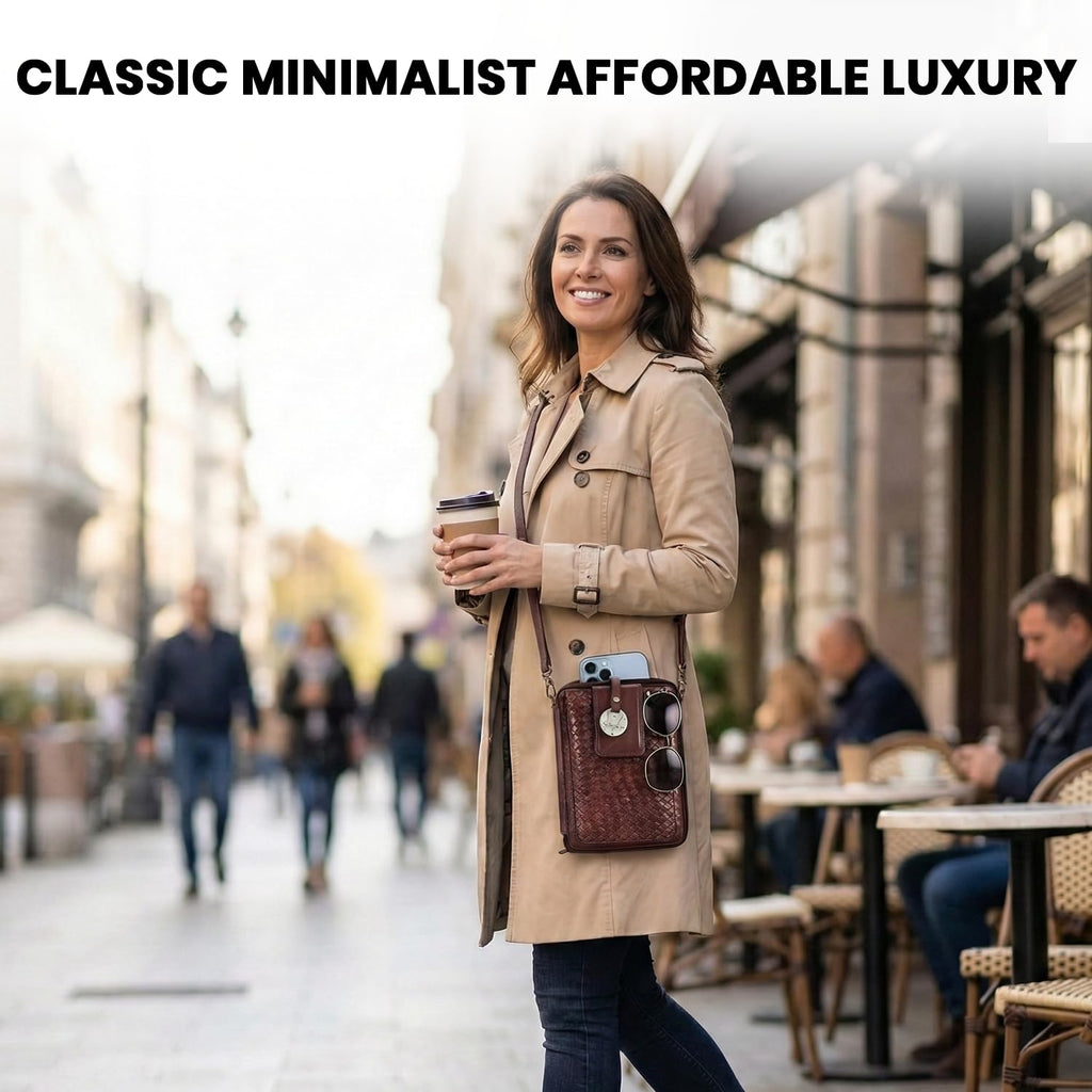 Genuine Leather Small Crossbody Bag with Adjustable Detachable Strap N2370
