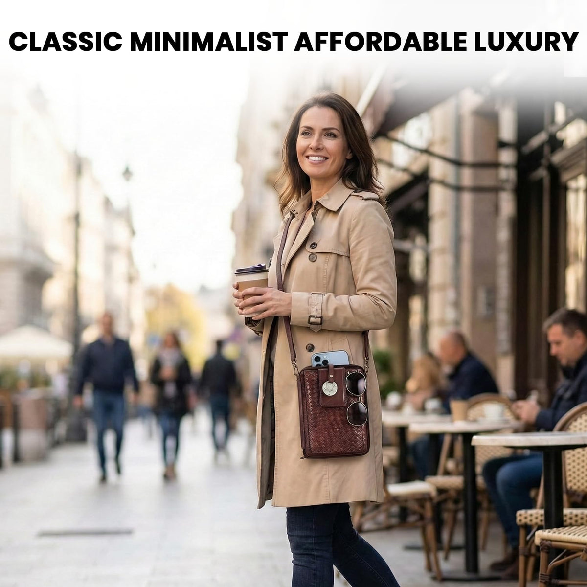 Genuine Leather Small Crossbody Bag with Adjustable Detachable Strap N2370