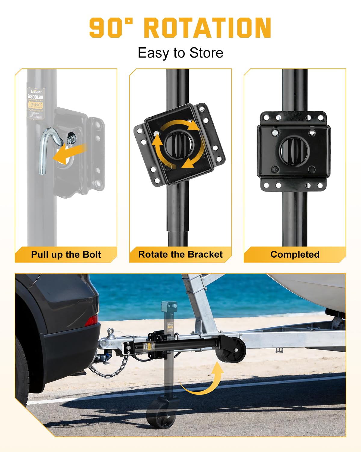Heavy Duty Trailer Jack with Dual Wheel D109