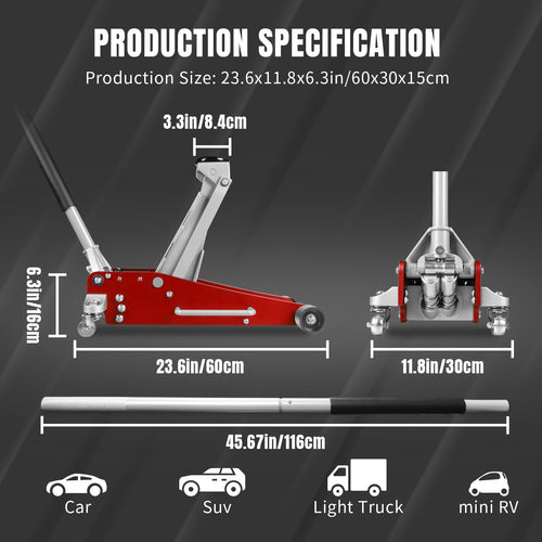 3 Ton Low Profile Aluminum and Steel Car Jack with Jack Stand A160776