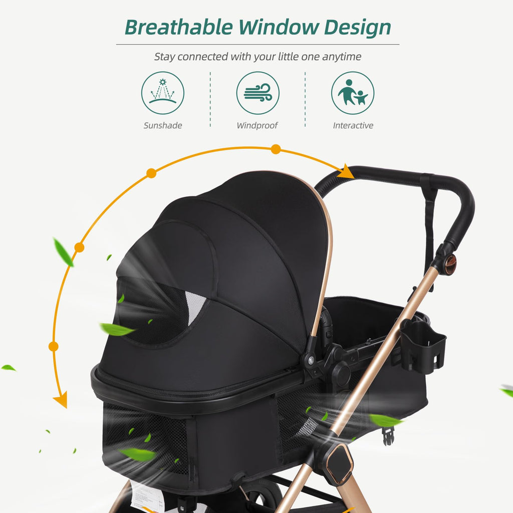 6-in-1 Convertible Baby Stroller with Bassinet O723