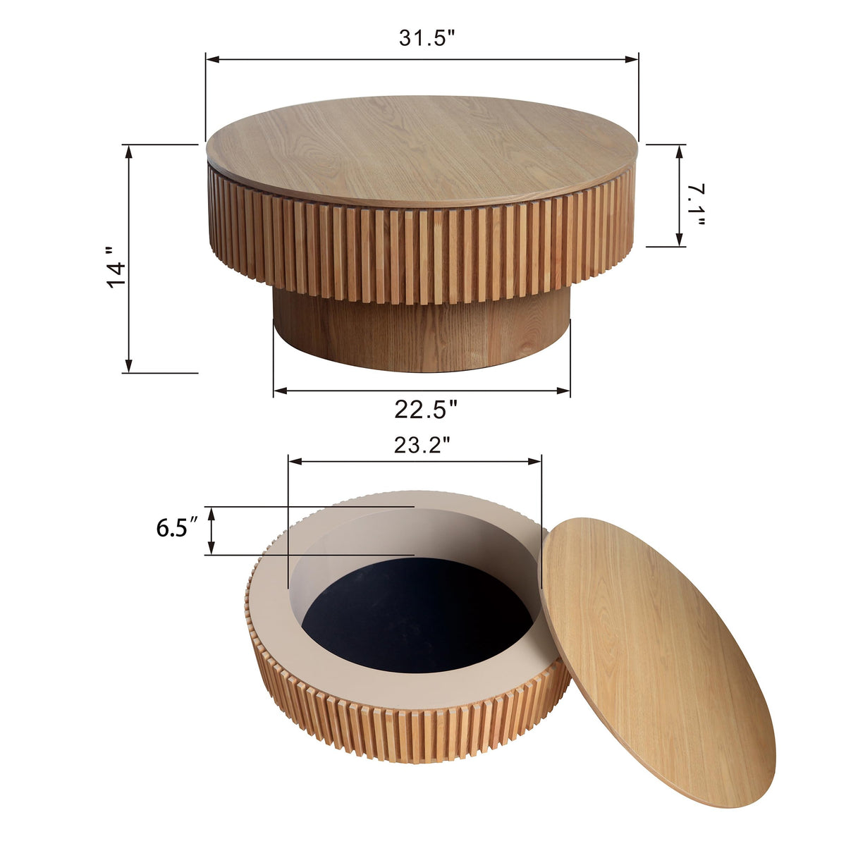 31.5'' Round Coffee Table with Storage I6160