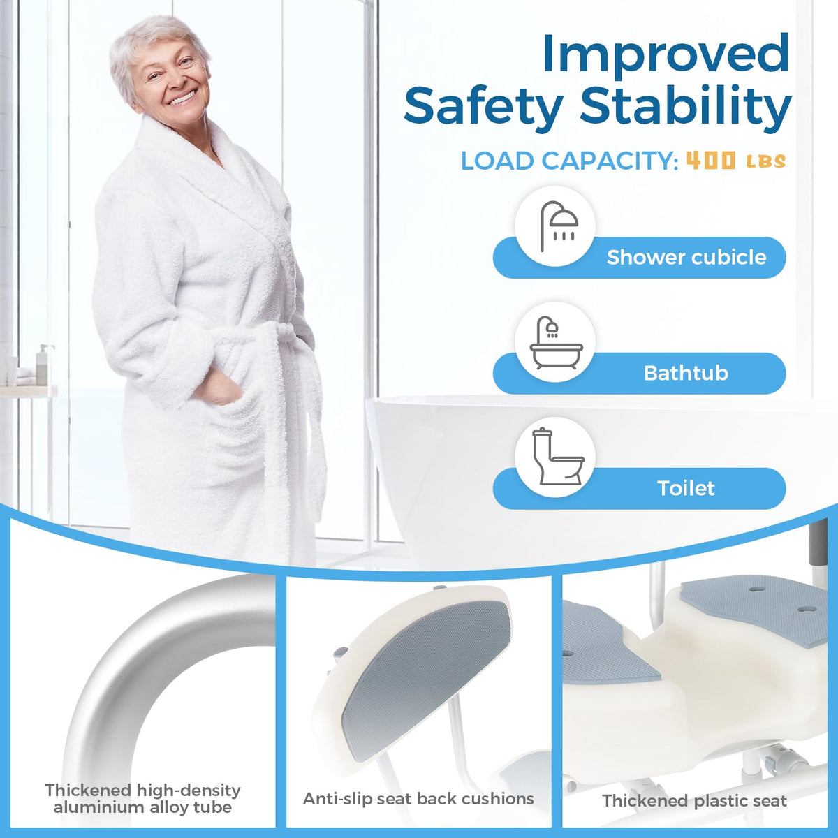 Heavy Duty Shower Chair with Arms and Back G816022