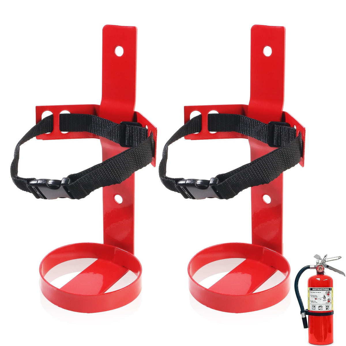 Fire Extinguisher Mount, 2.5LB Adjustable Straps Wall Hanging Holder 2Pcs Y3076