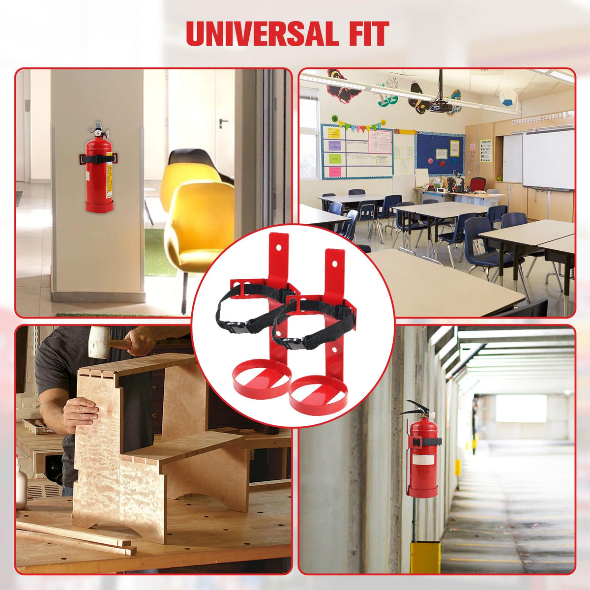Fire Extinguisher Mount, 2.5LB Adjustable Straps Wall Hanging Holder 2Pcs Y3076