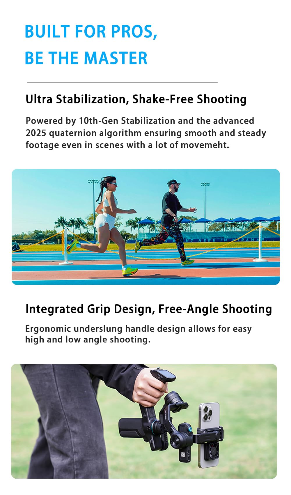 3-Axis Phone Gimbal Stabilizer with Integrated Grip V1947