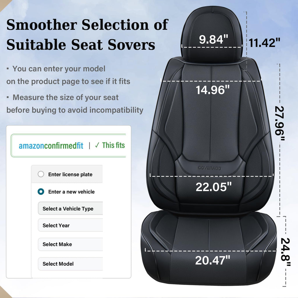 Black Full Set Waterproof Nappa Leather Car Seat Covers J76700