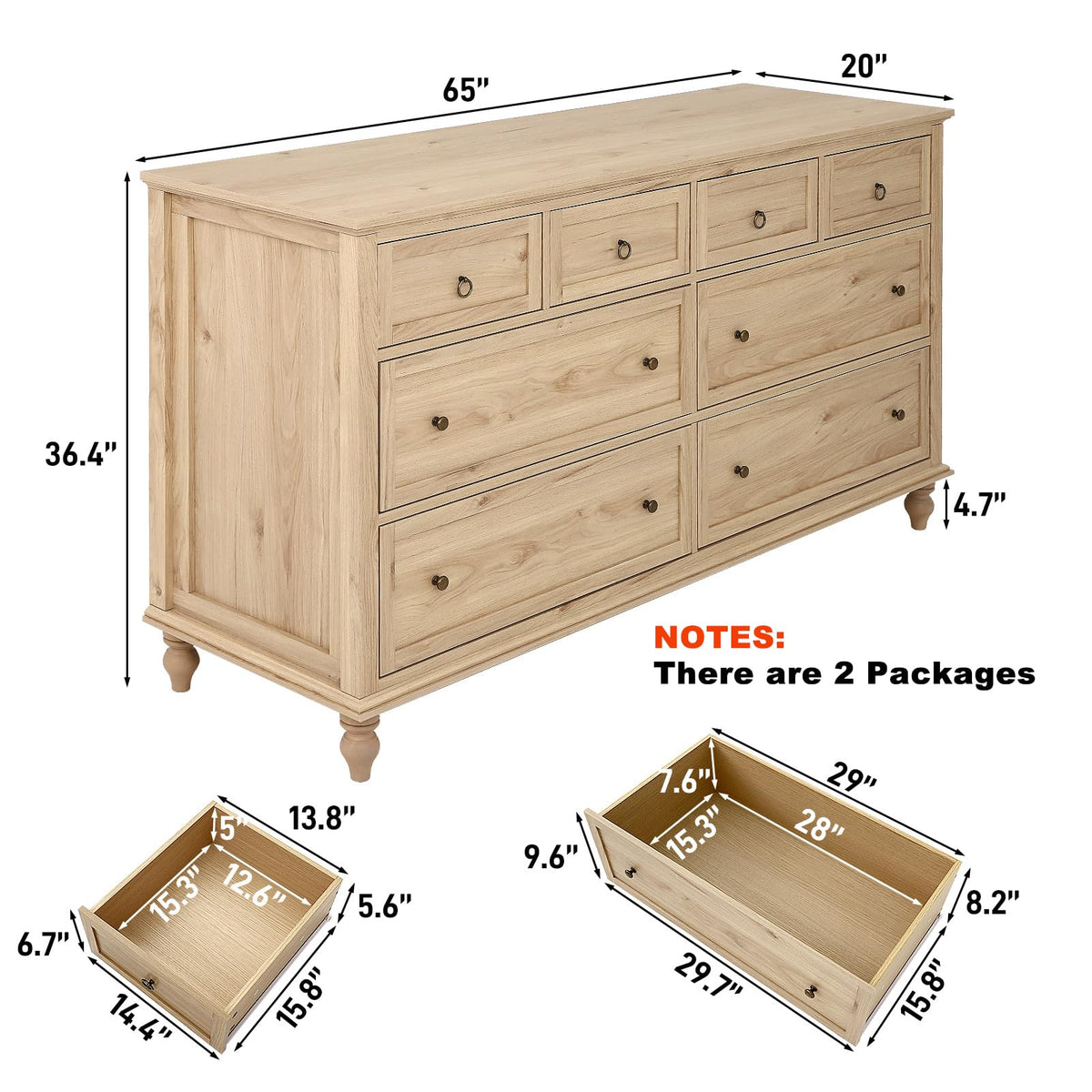 Rustic Wood 8 Drawer Dresser E978