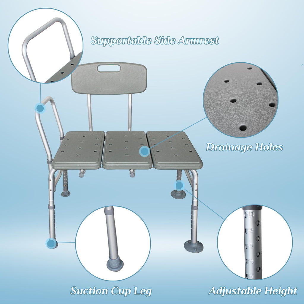 Tub Transfer Bench with Backrest and Armrest Y1878