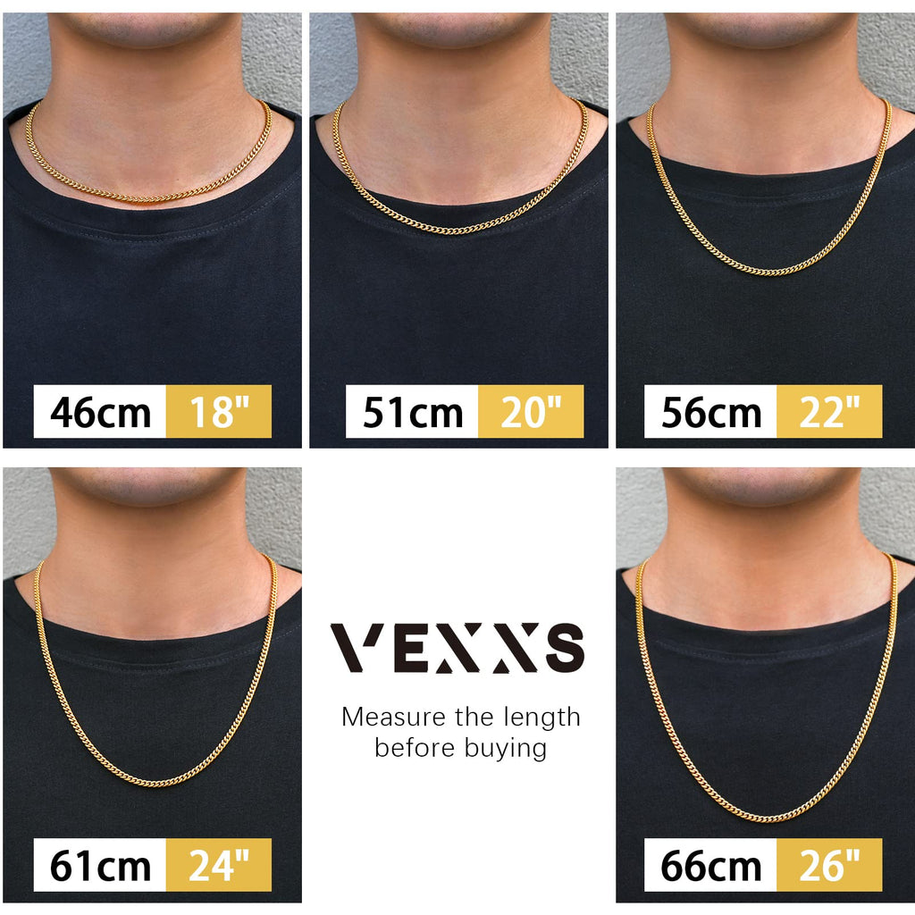 Gold Chain 18K Gold Filled Cuban Link 316L Stainless Steel Necklace D43982