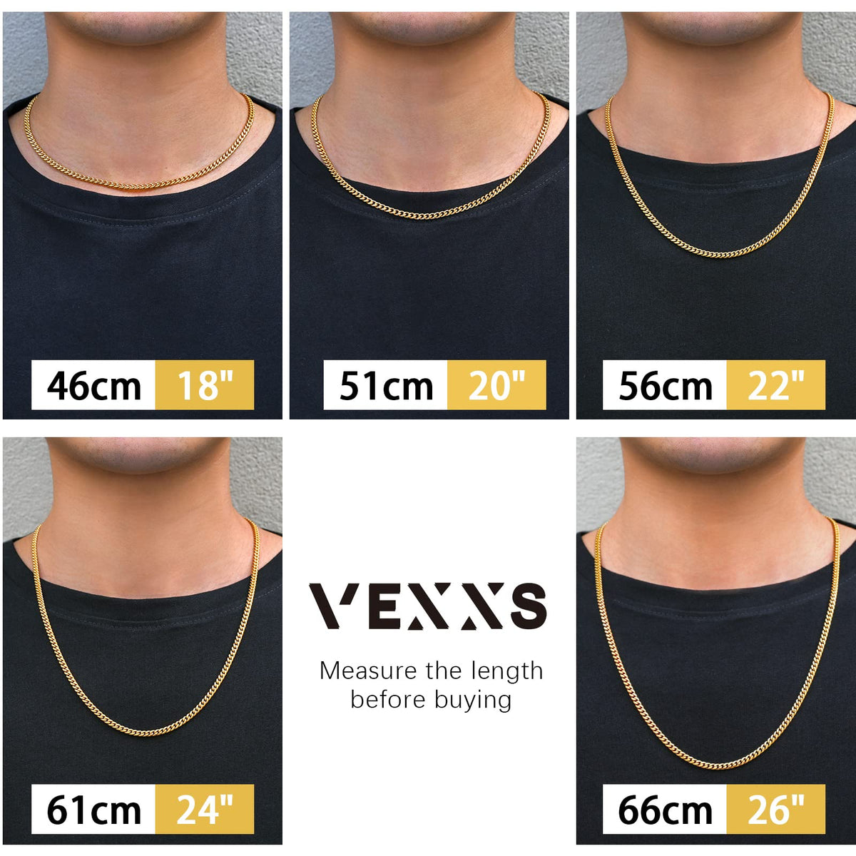 Gold Chain 18K Gold Filled Cuban Link 316L Stainless Steel Necklace D43982