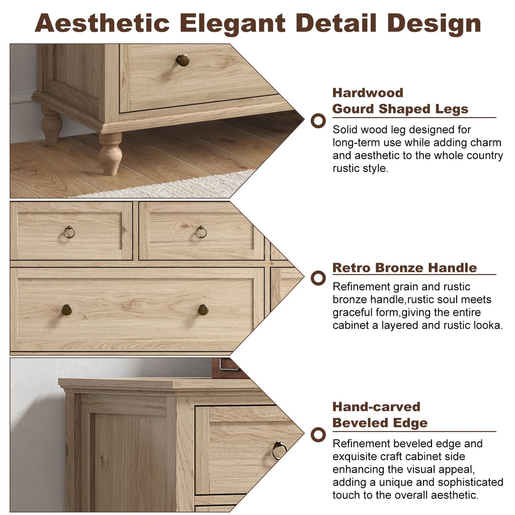Rustic Wood 8 Drawer Dresser E978