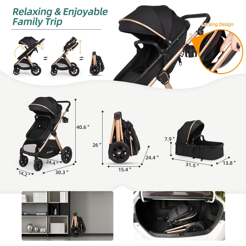 6-in-1 Convertible Baby Stroller with Bassinet O723