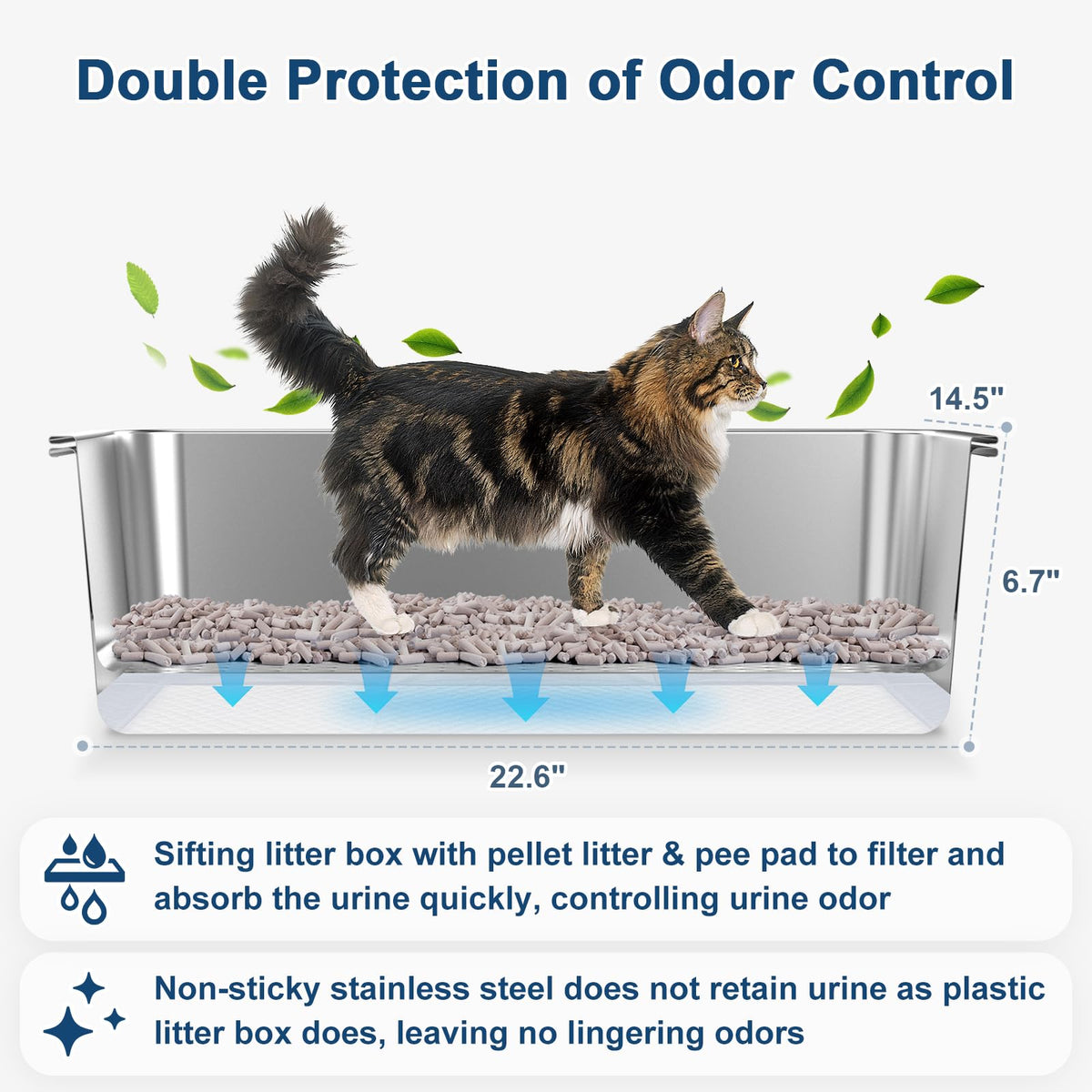 XL Stainless Steel Sifting Litter Box with Lid H526