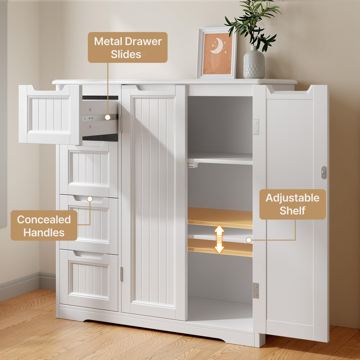 Storage Cabinet with 4 Drawers & 2 Doors M7410