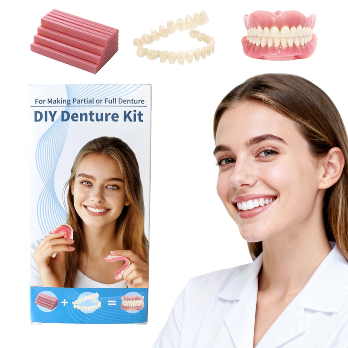 DIY Denture Full Set of Top and Bottom Fake Teeth C873
