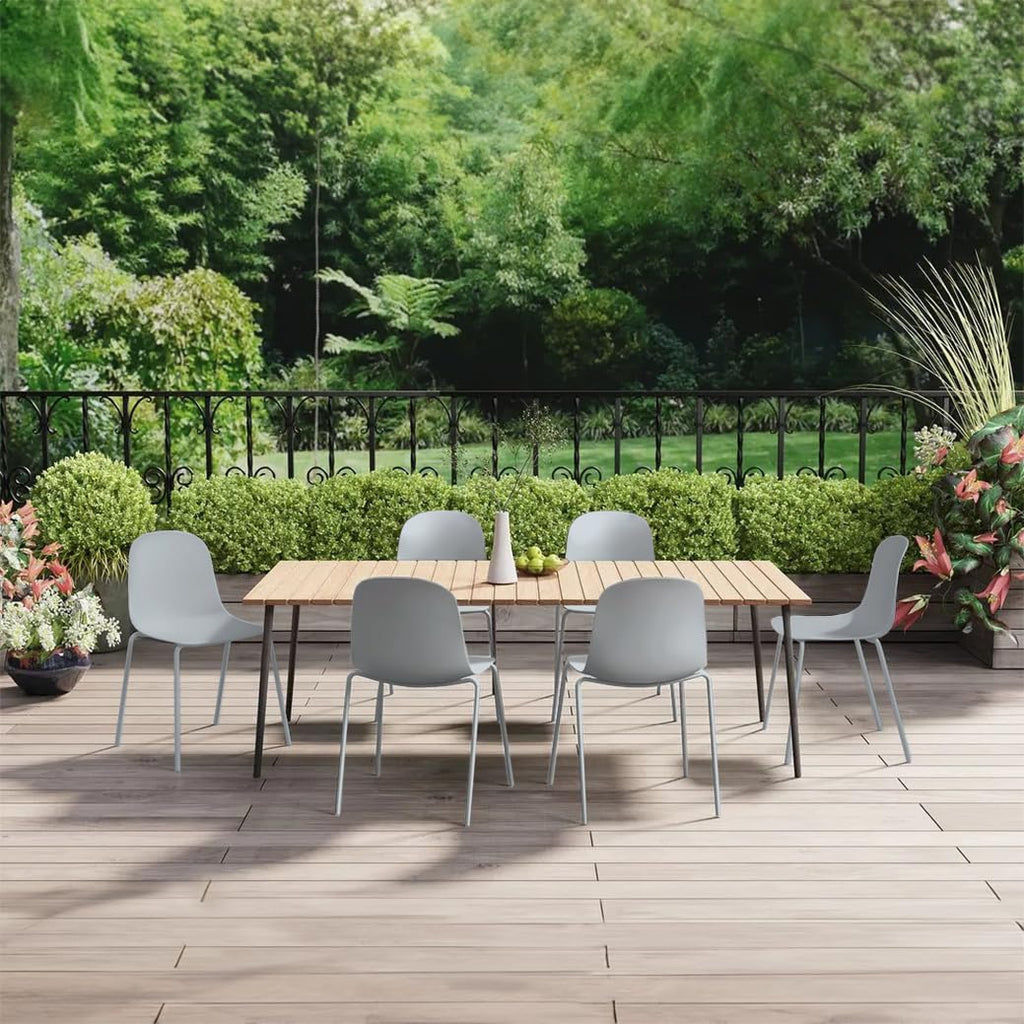 Grey Plastic Dining Chair with Metal Legs L28925