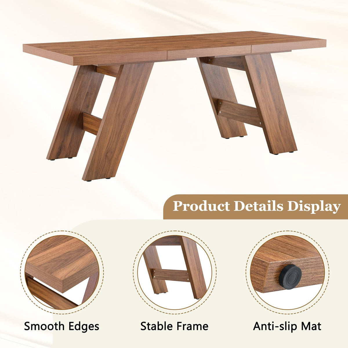 71" 7 Piece Wood Dining Table Set with 6 PU Leather Chairs G833