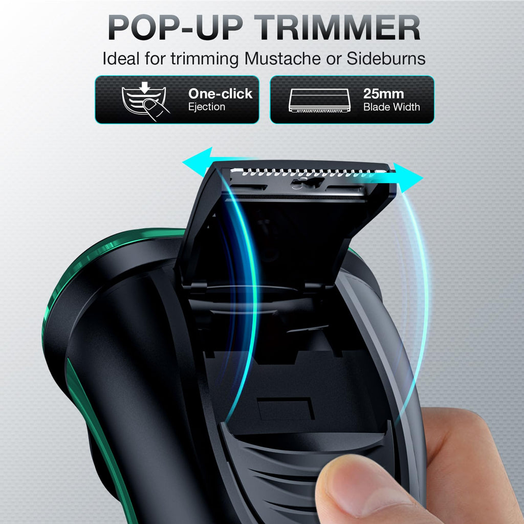 Cordless Rechargeable Rotary Electric Razor with Pop-Up Trimmer A308