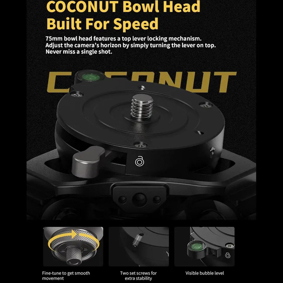 Carbon Fiber Tripod with 75mm Bowl Head and Fluid Head M4344