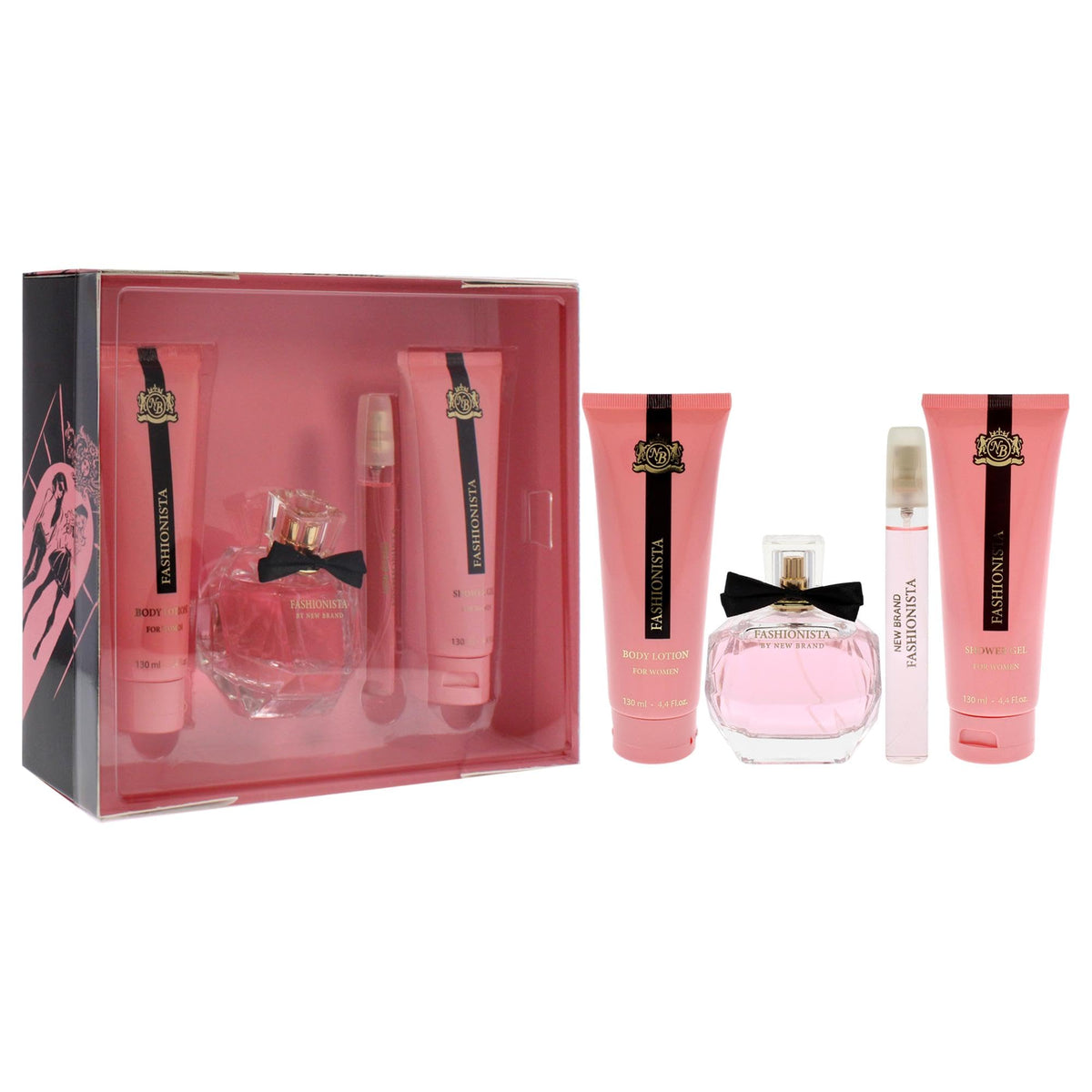4 Pc Gift Set 3.4oz EDP Spray 0.5oz EDP Spray 4.4oz Shower Gel 4.4oz Body Lotion D534