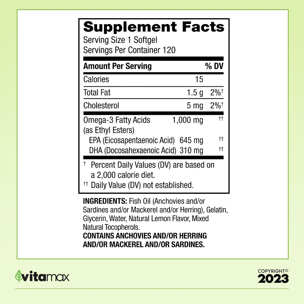 Omega-3 Fish Oil 1000 mg 120 Count C90940
