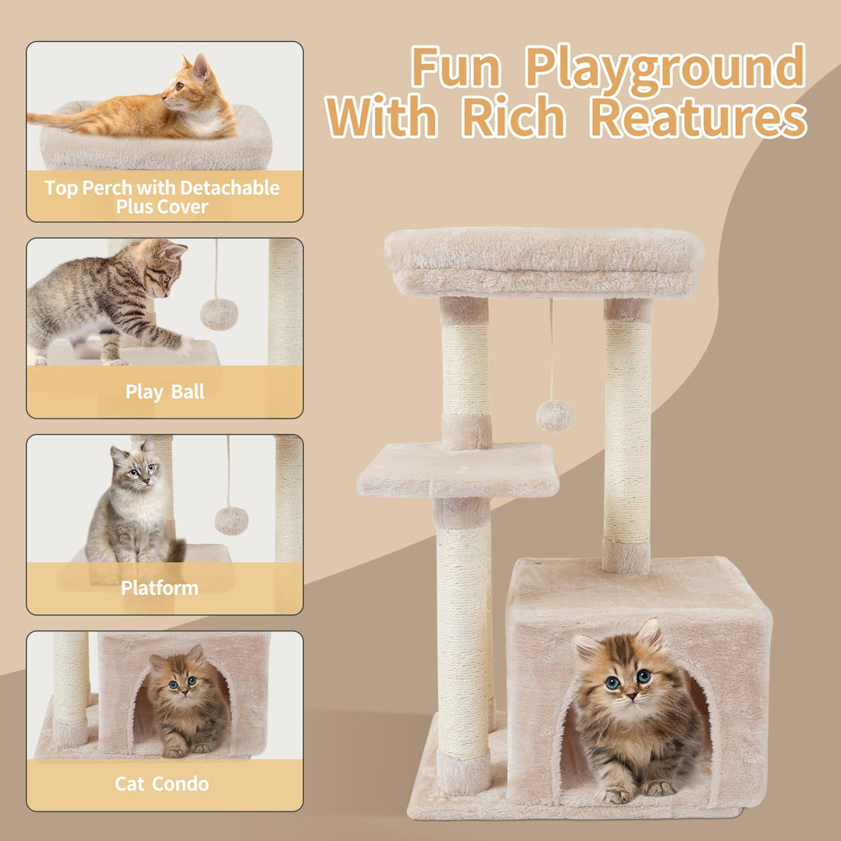 Cat Tree with Sisal Scratching Posts K173
