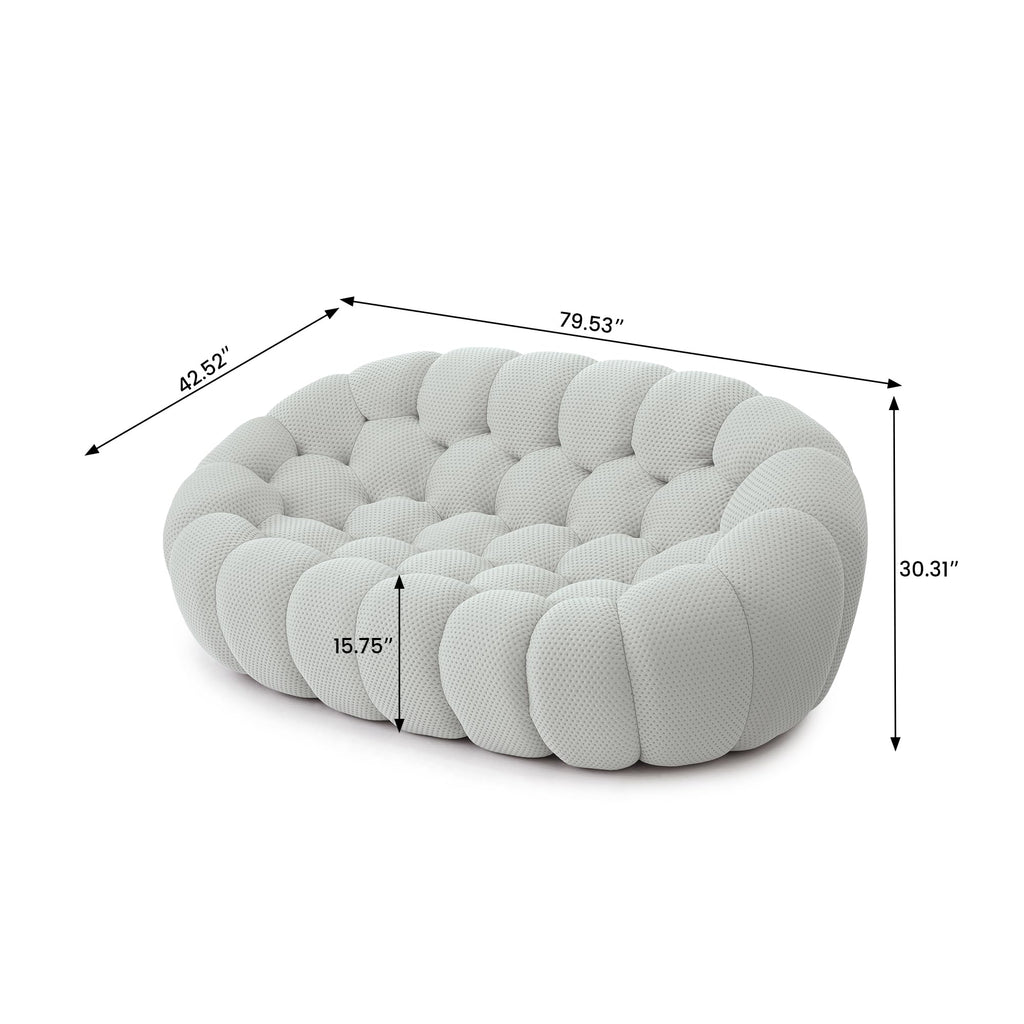 Light Grey Curved Upholstered Sofa R2082