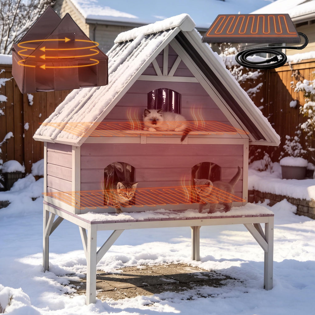 Extra Large 2-Levels Heated Insulated Cat House K950