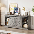 Farmhouse TV Stand with Storage Cabinets & Sliding Barn Door E236236