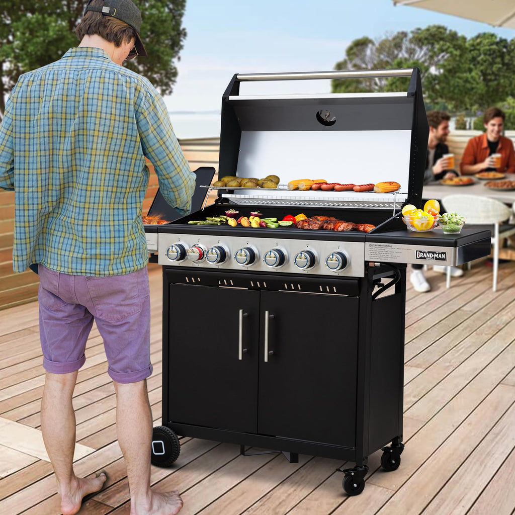 6-Burner Propane Gas Grill with Infrared Sear Side Burner B331071