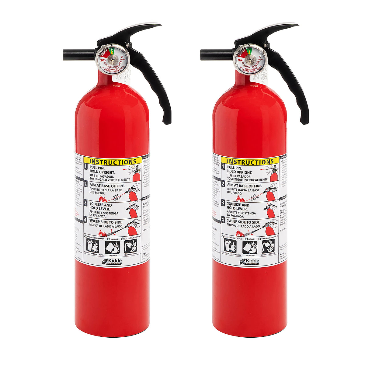 2 Pack Red Dry Chemical Fire Extinguisher with Mounting Bracket B696