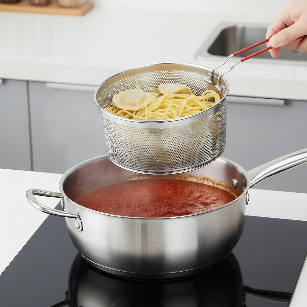 Set of 2 Stainless Steel Pasta Strainers with Removable Handle N942