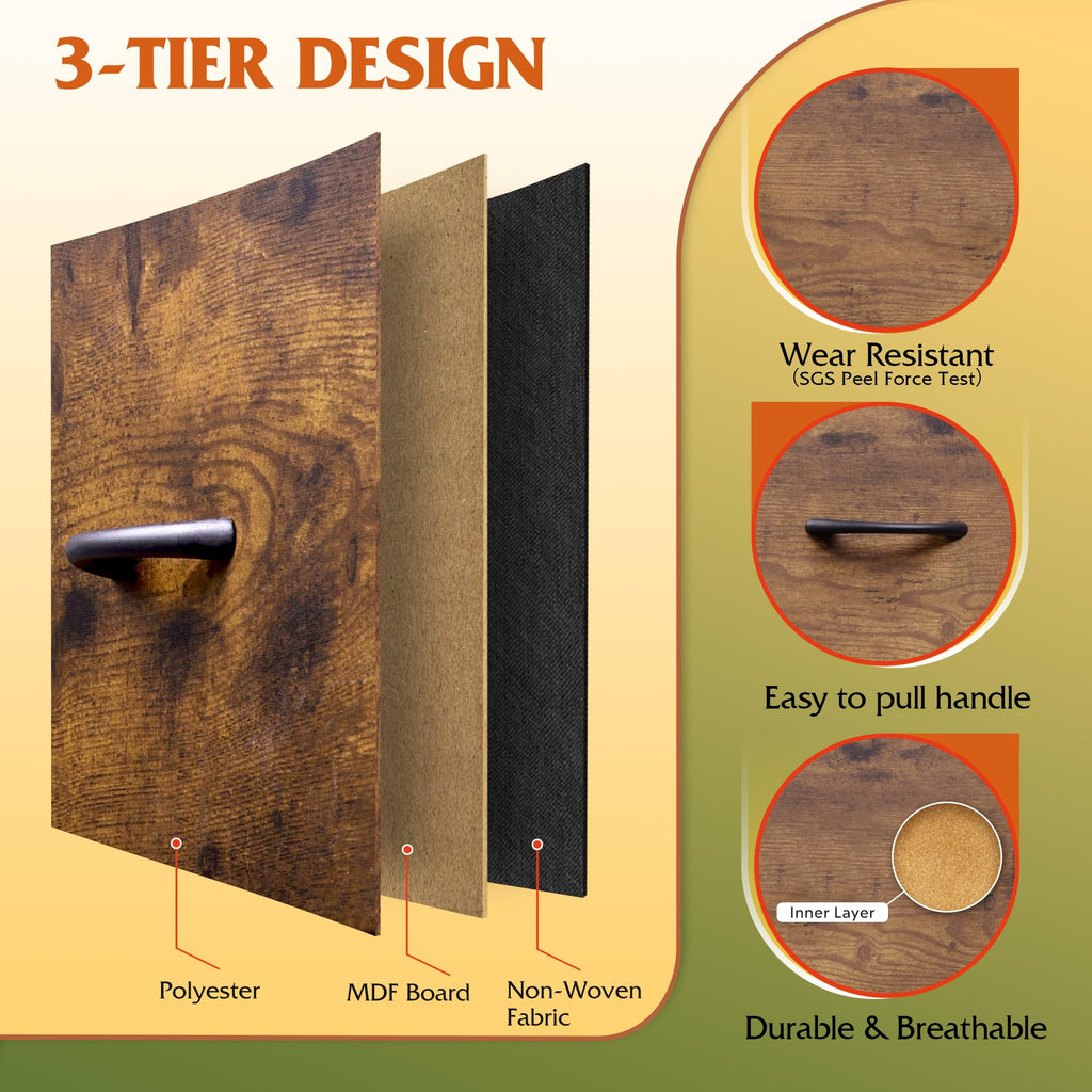 Rustic Brown Wood Grain Print Tall Dresser P292