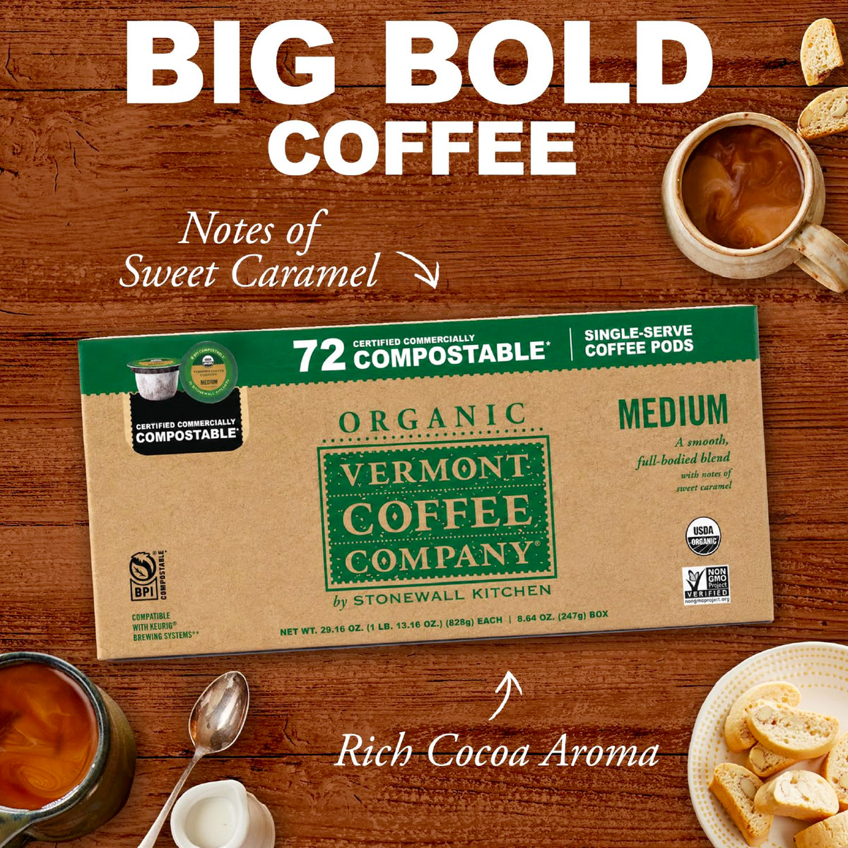Organic Medium Roast Compostable Coffee Pods, 10CT P10950