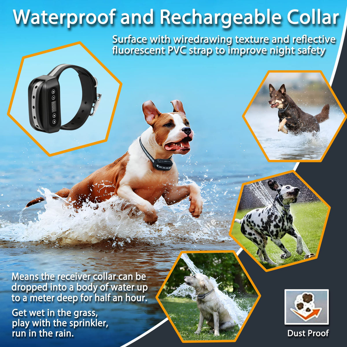 Wireless Dog Fence System with Waterproof Rechargeable Collar T269