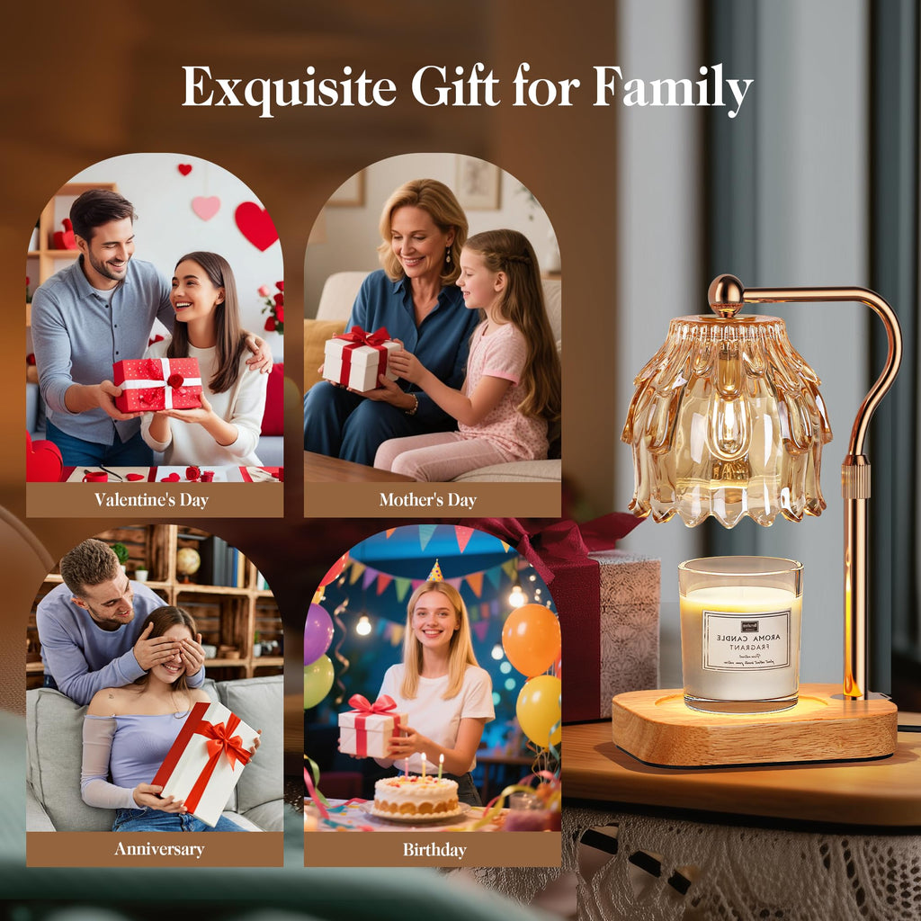 Candle Warmer Lamp with Timer Dimmer Adjustable Height Glass X64589