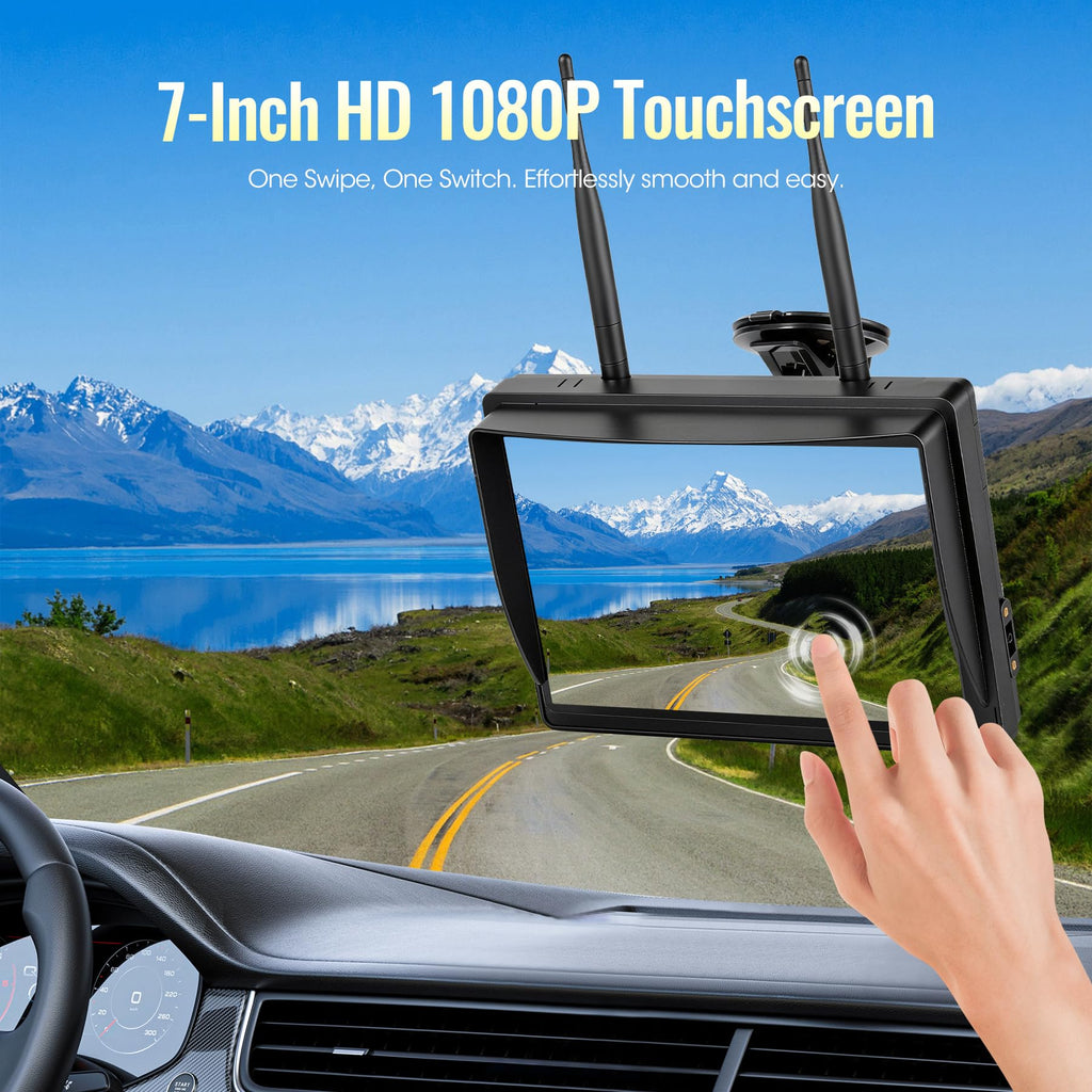 7" Wireless Backup Camera System with DVR Split Screen Monitor D7654