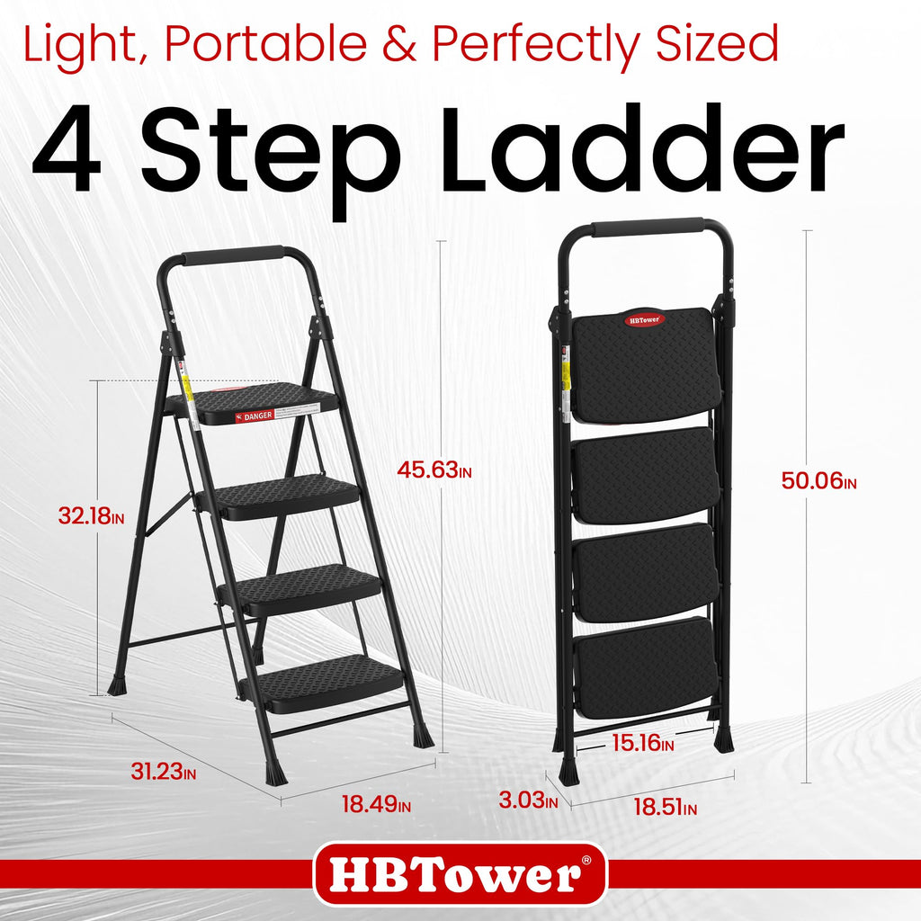4 Step Ladder Foldable with Wide Anti-Slip Pedal W931